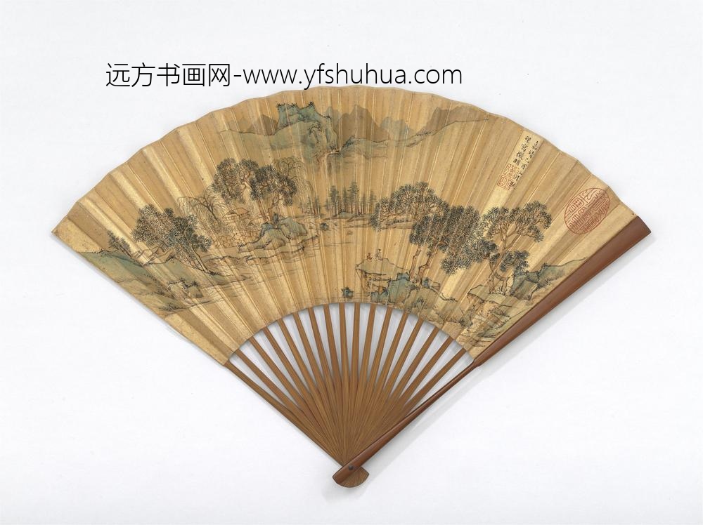 明文征明画溪柳山庄并自书七言律成扇