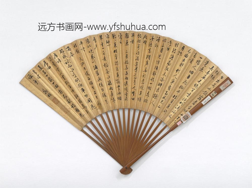 明文征明画溪柳山庄并自书七言律成扇