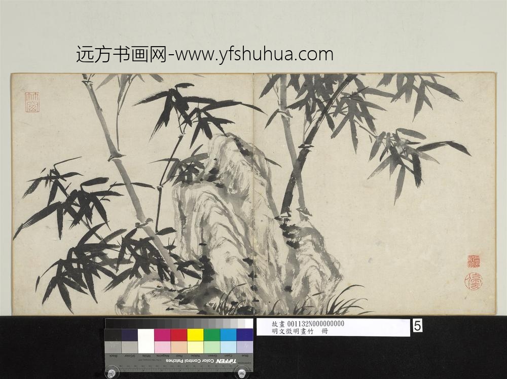 明文征明画竹册竹石晴喧