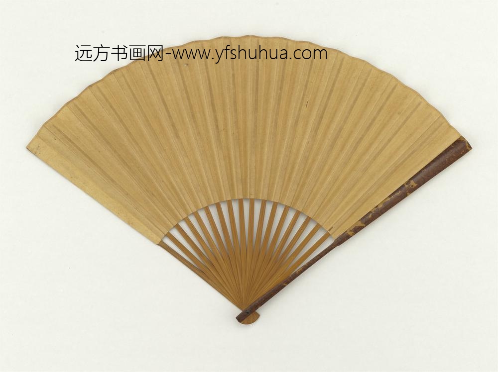 明文征明画雪山茆店成扇