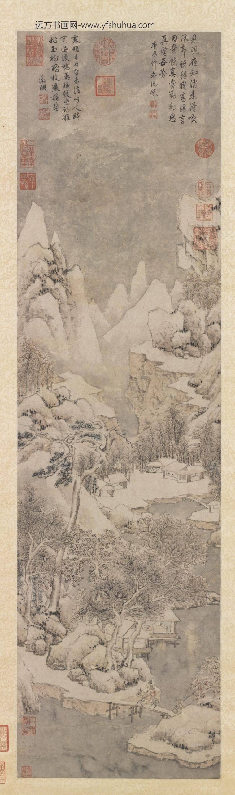 明文征明画雪景轴