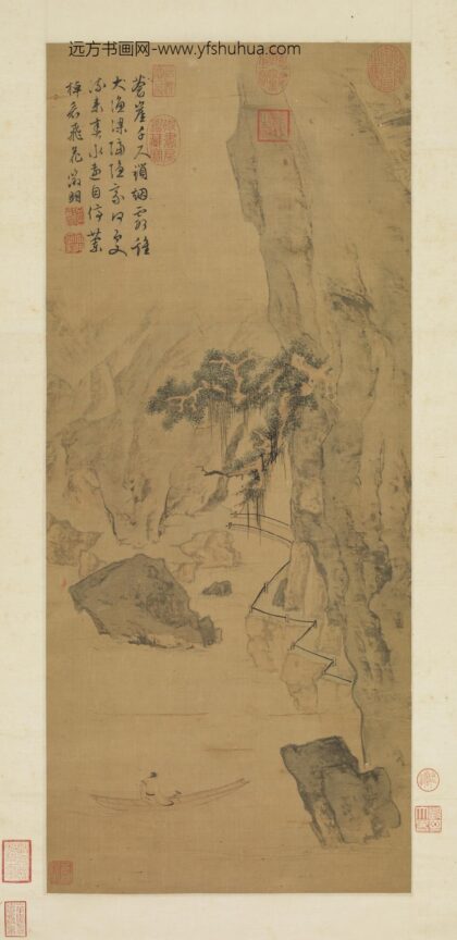 明文征明苍崖渔隐轴.jpg