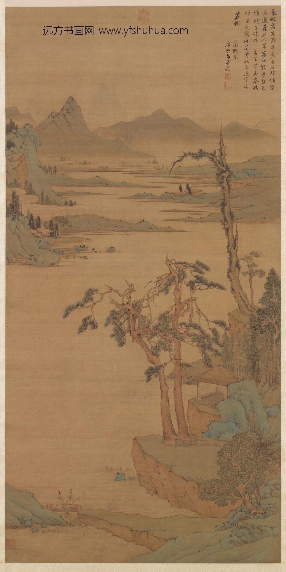 明文征明长松平皋图轴