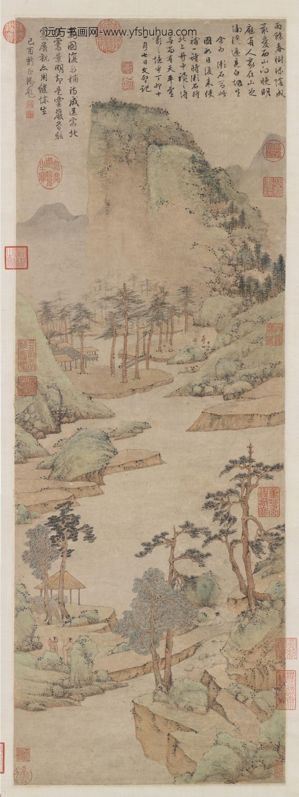 明文征明雨余春树轴