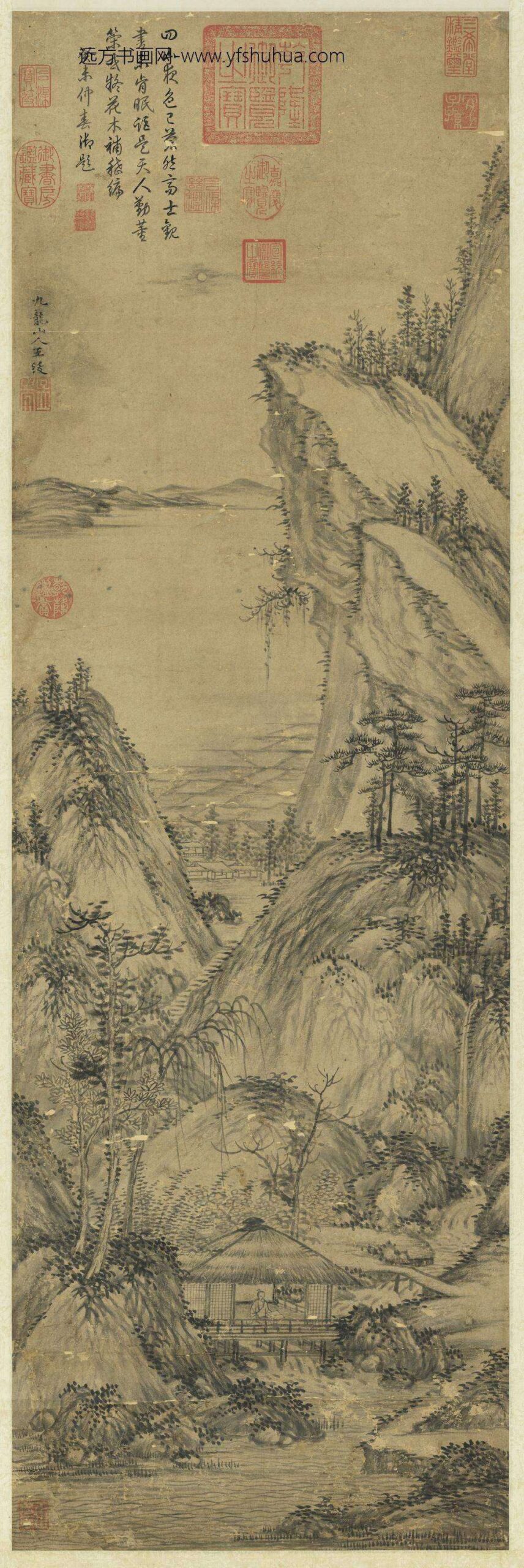 明王绂溪亭夜读轴