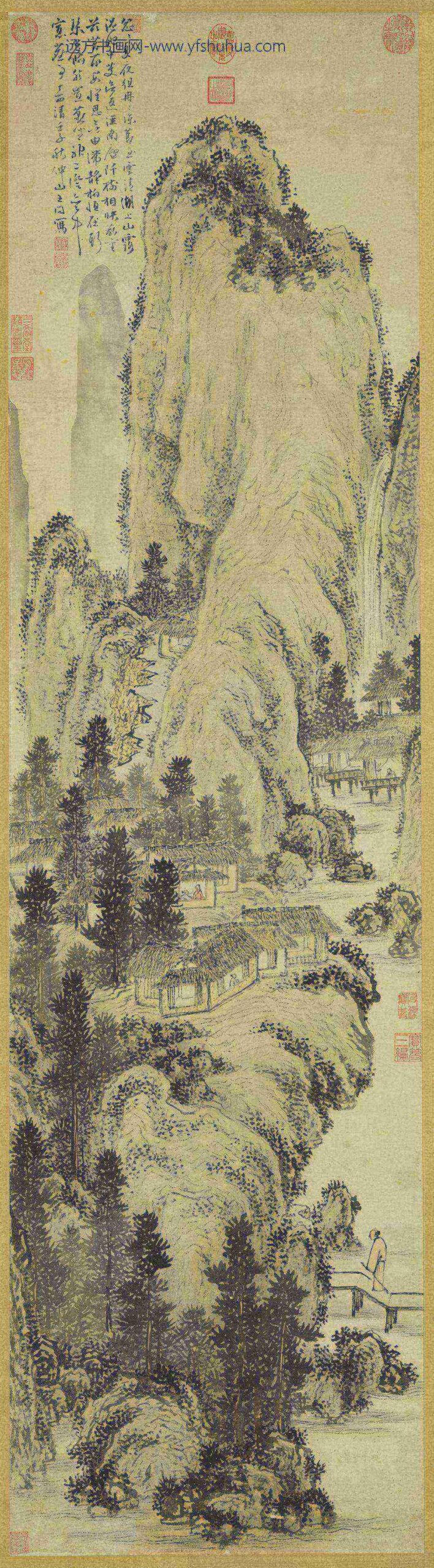 明王问画山水轴