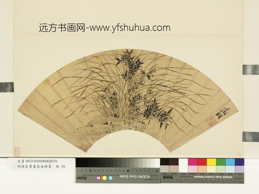 明诸臣书画扇面册页册明文征明兰竹