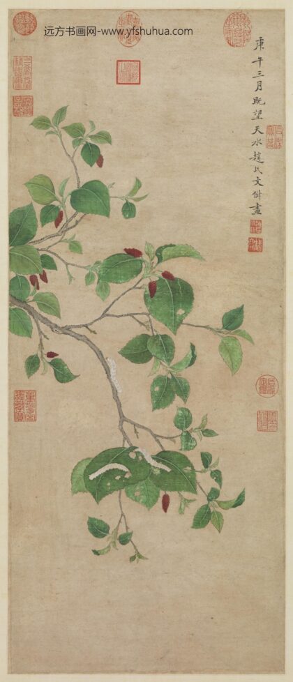 明赵文俶画春蚕食叶轴.jpg