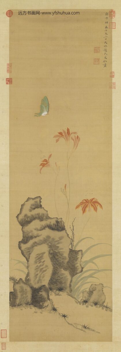 明赵文俶画花蝶轴.jpg