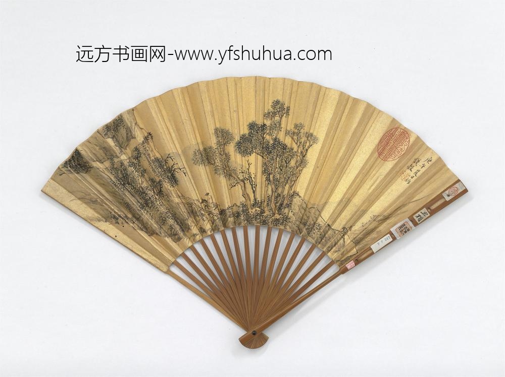 明钱谷画板桥策蹇文征明书七言绝句六首-