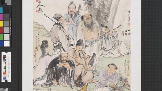 民国王震等人合作蟠桃赴会轴.jpg
