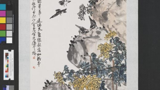 民国王震黄菊小鸟轴.jpg