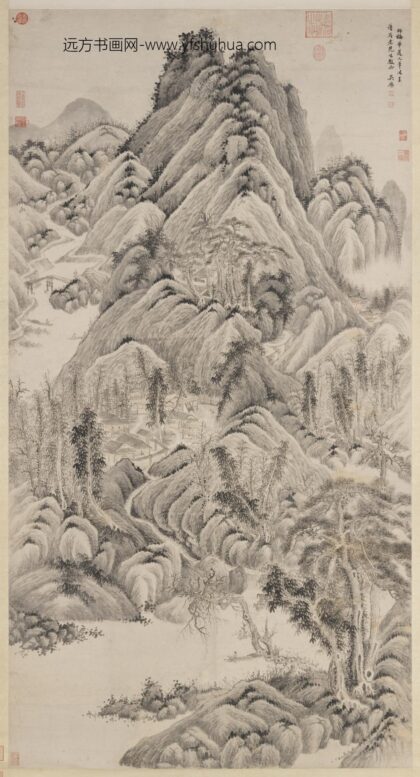 清吴历仿吴镇山水轴.jpg