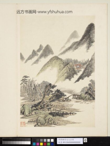 清吴历抚宋元人山水册古寺丛林.jpg