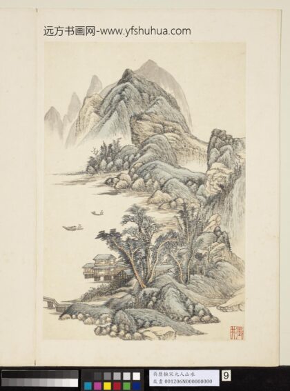 清吴历橅宋元人山水册濒水楼阁.jpg