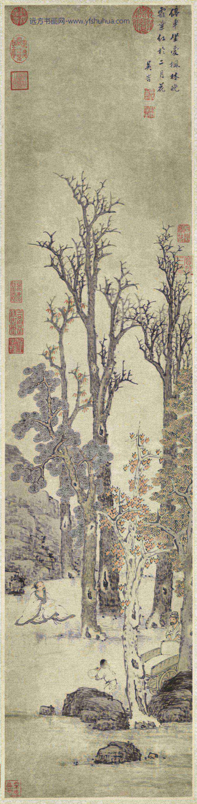 清吴时写杜牧诗意轴