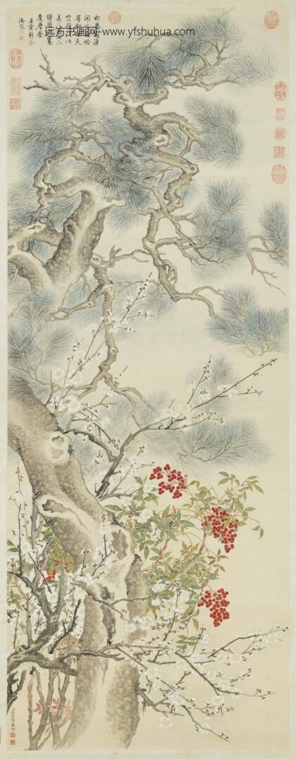 清汪承霈画岁寒三益图轴.jpg