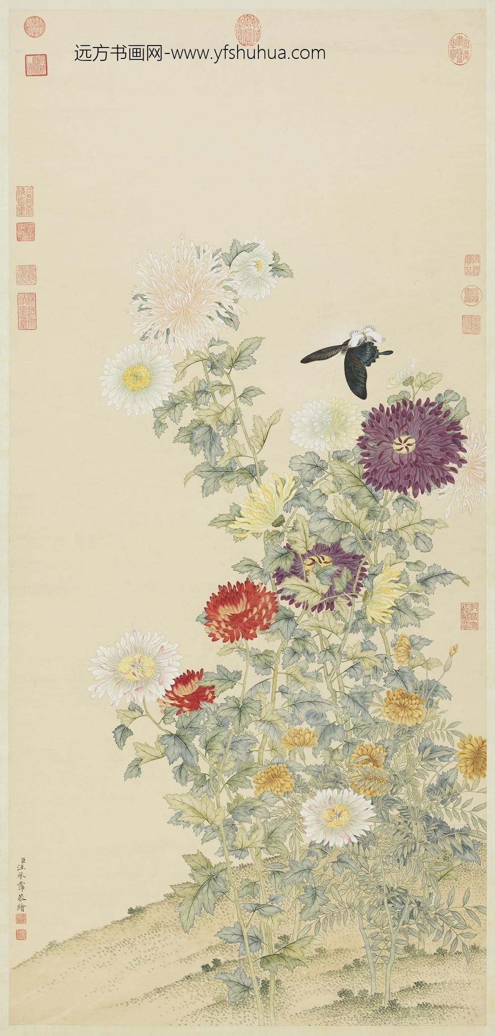 清汪承霈画菊轴