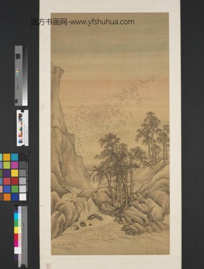 清王云仿李营丘寒林鸦阵图轴.jpg
