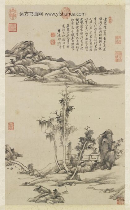 清王原祁仿倪瓒山水轴.jpg