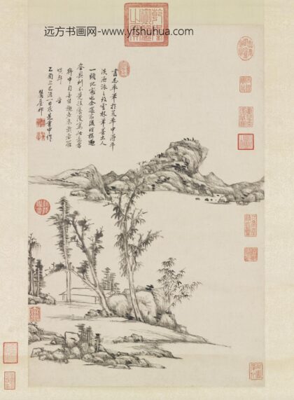 清王原祁仿倪瓒山水轴.jpg