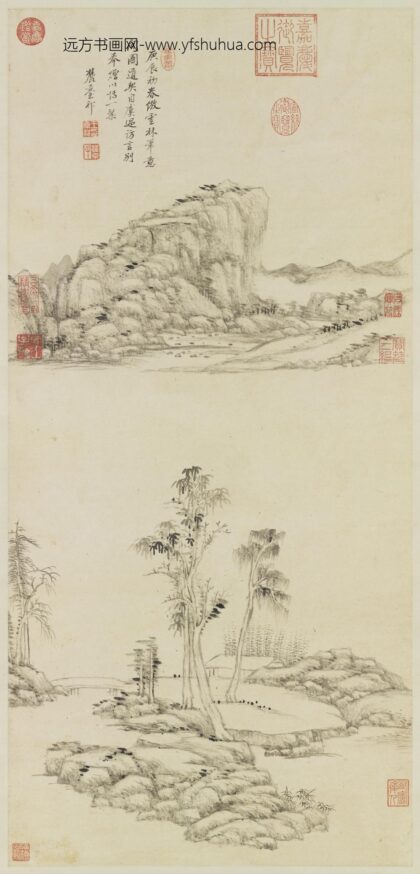 清王原祁仿倪瓒山水轴.jpg