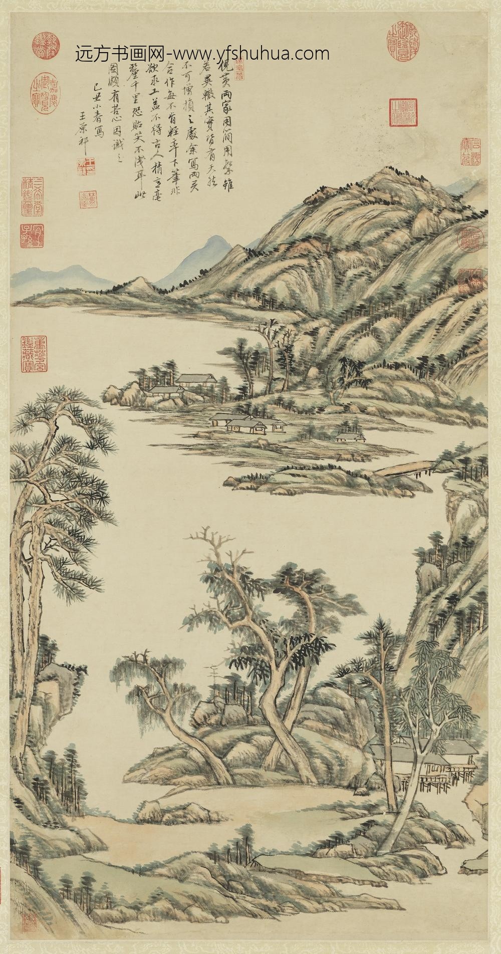 清王原祁仿倪黄山水轴