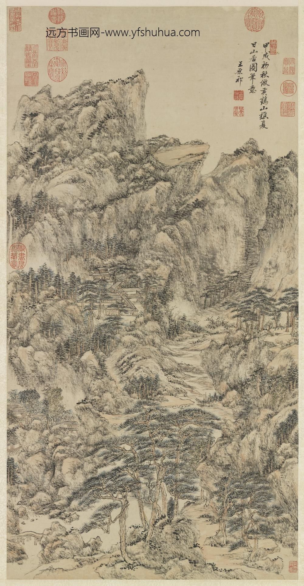 清王原祁仿王蒙夏日山居图轴