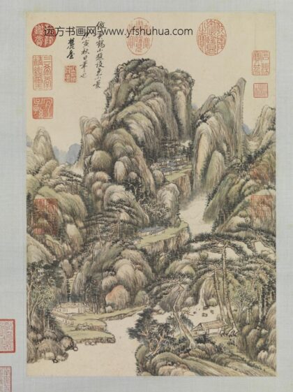 清王原祁仿王蒙山水轴.jpg