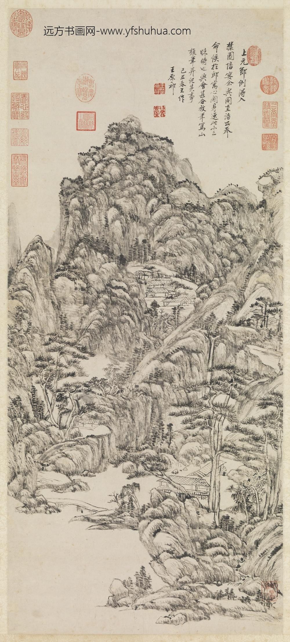 清王原祁仿王蒙笔意轴