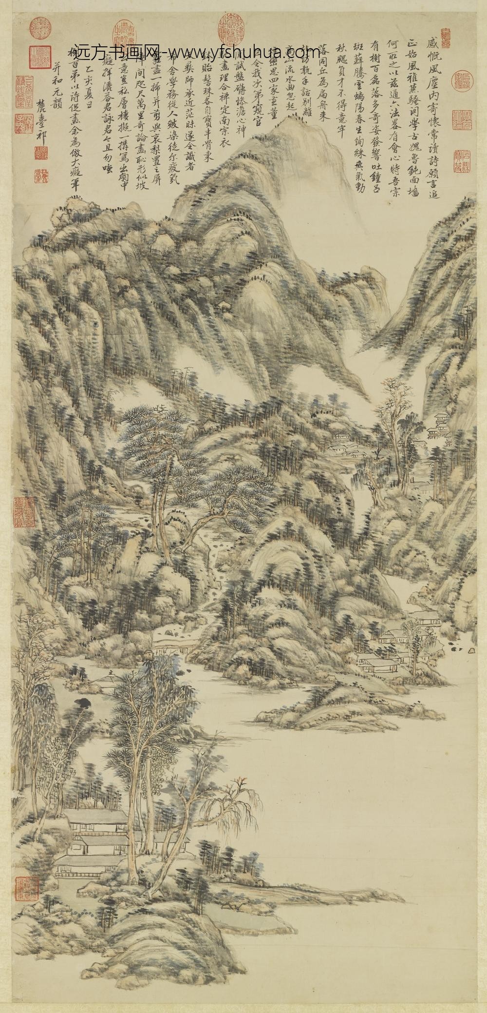 清王原祁仿黄公望山水轴
