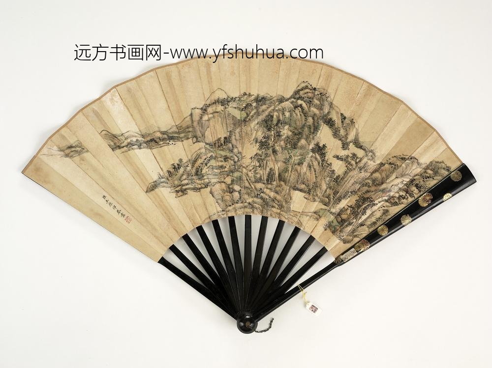 清王原祁山水成扇-