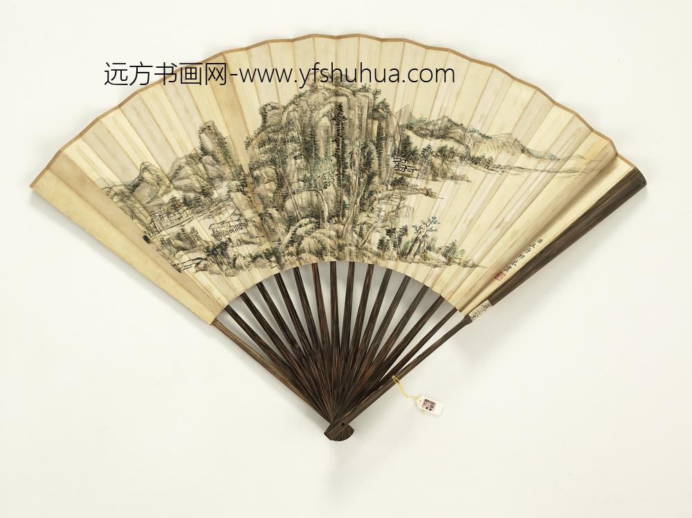 清王原祁山水成扇-