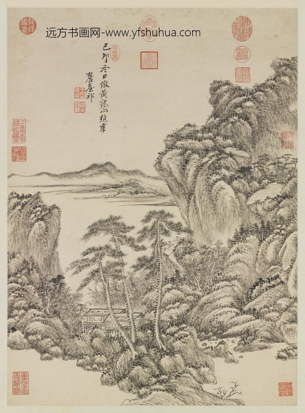清王原祁画山水轴