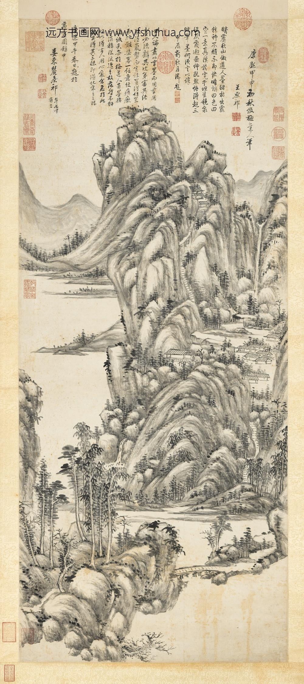 清王原祁秋山晴霁图轴