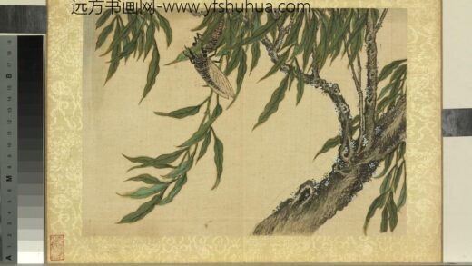 清王图炳夏景花卉诗画册柳蝉.jpg