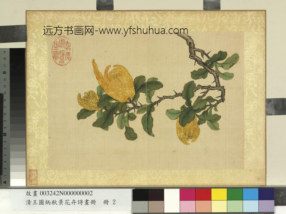 清王图炳秋景花卉诗画册佛手