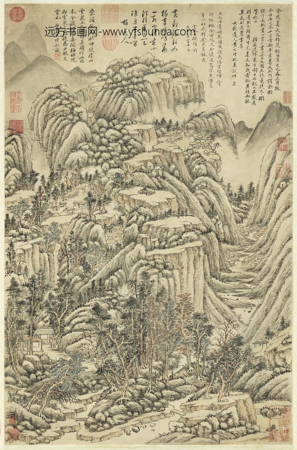 清王时敏仿大痴浮岚烟嶂图轴