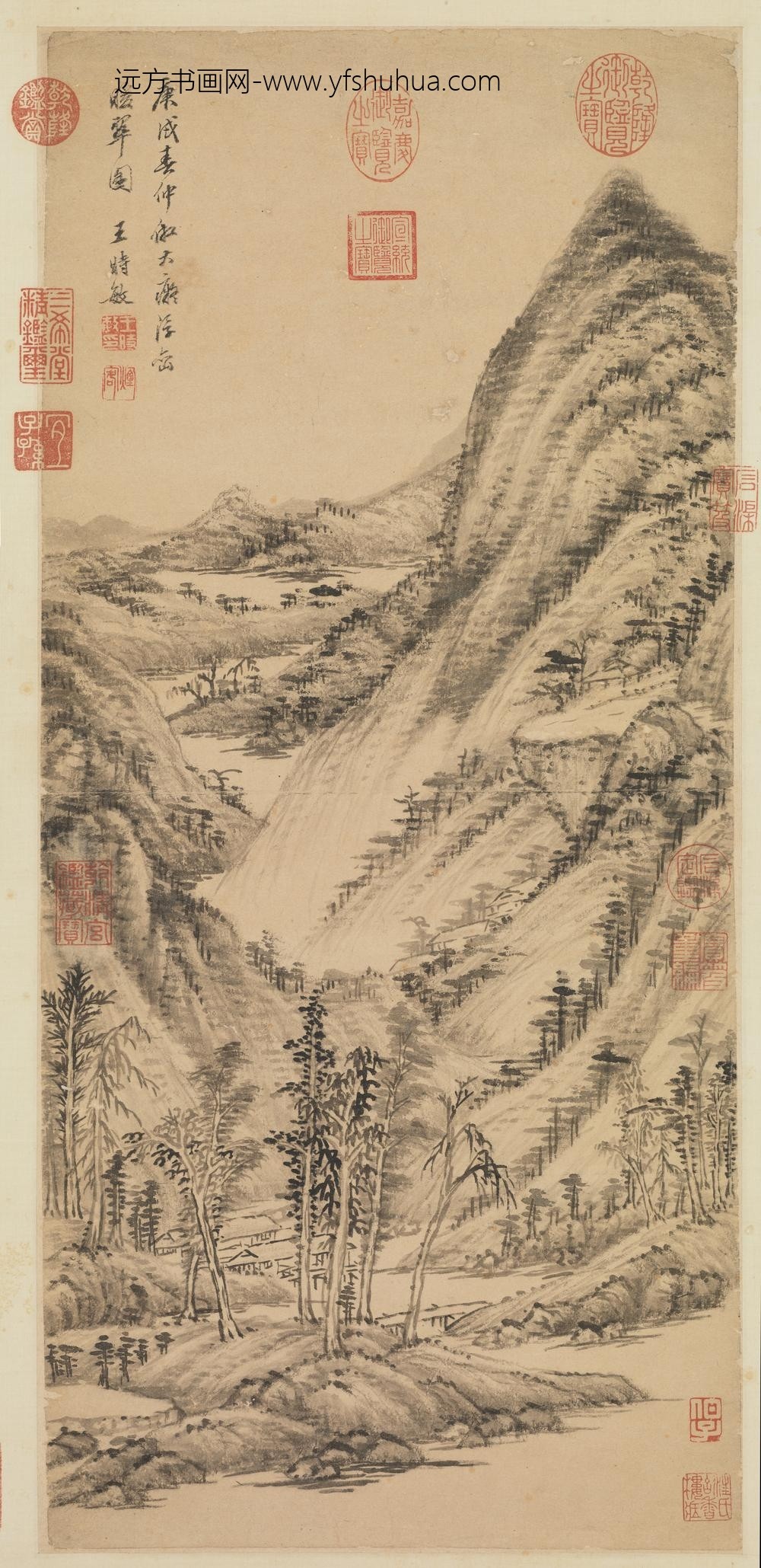 清王时敏仿黄公望浮岚暖翠图轴