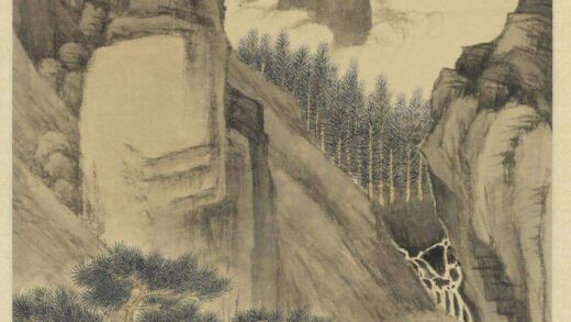 清王武仿元人溪亭对菊图轴.jpg