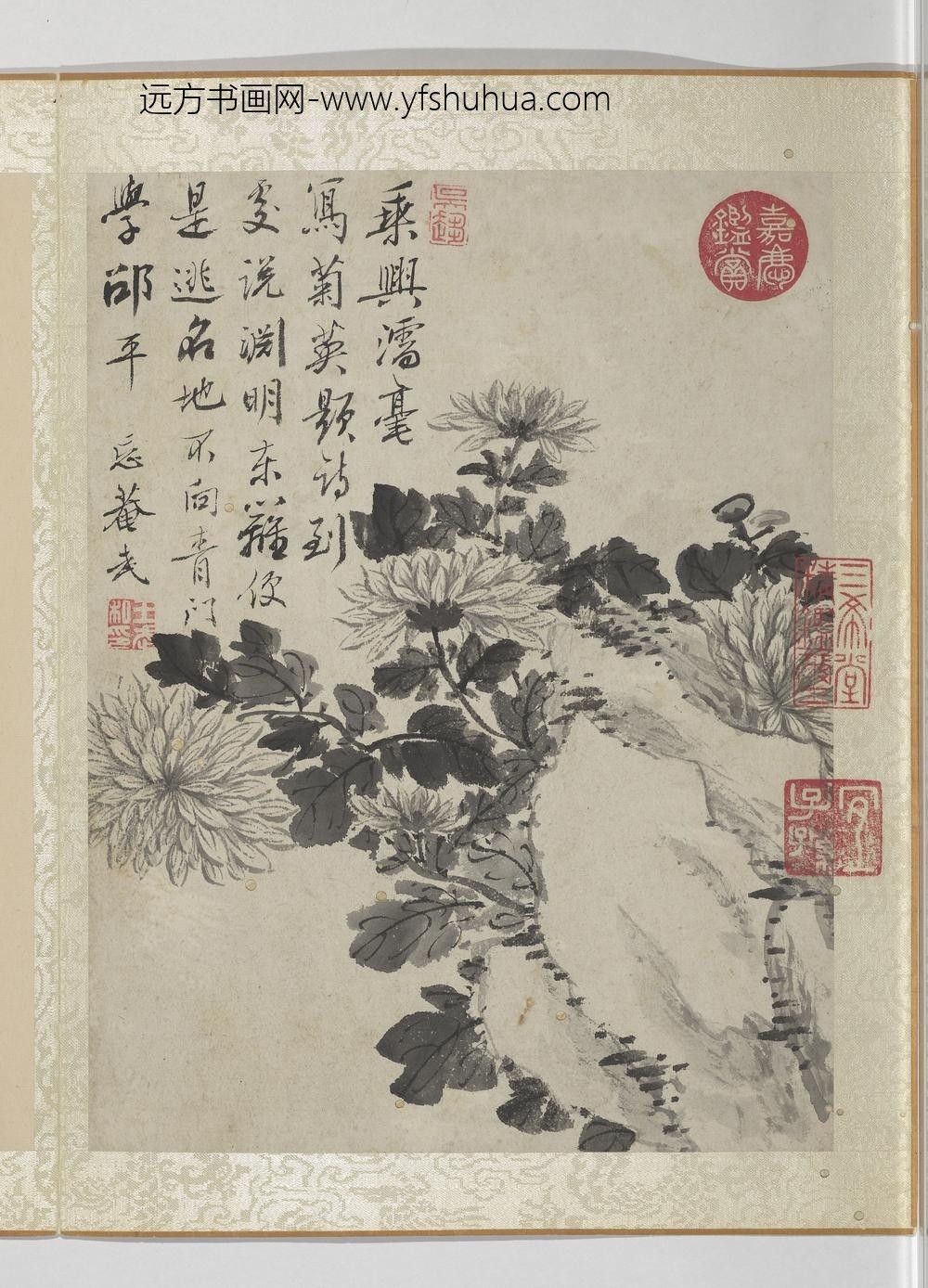 清王武花卉册墨画菊