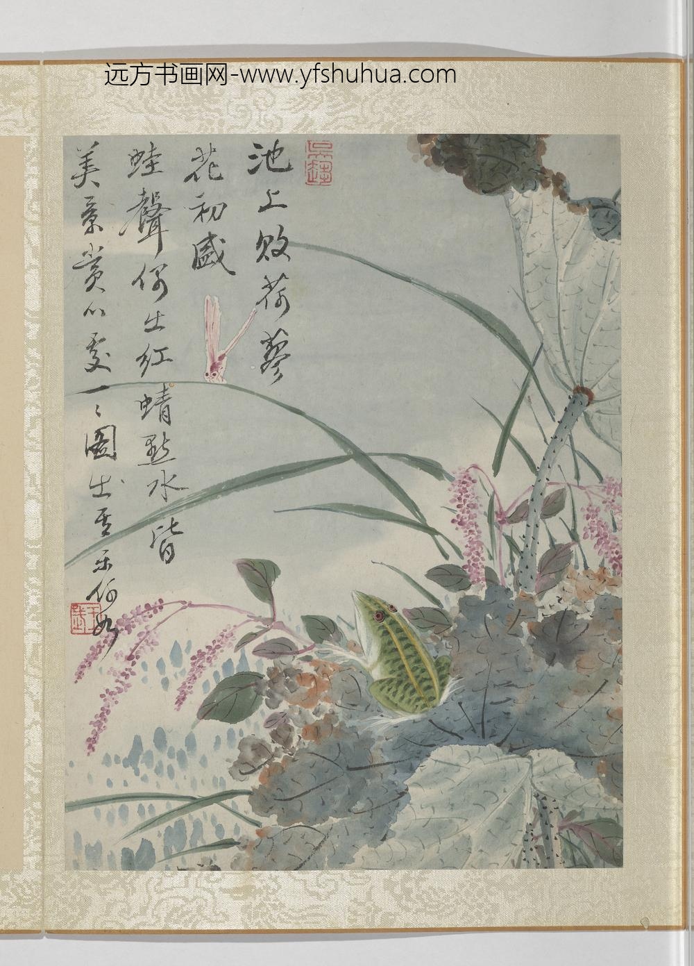 清王武花卉册荷叶蓼花