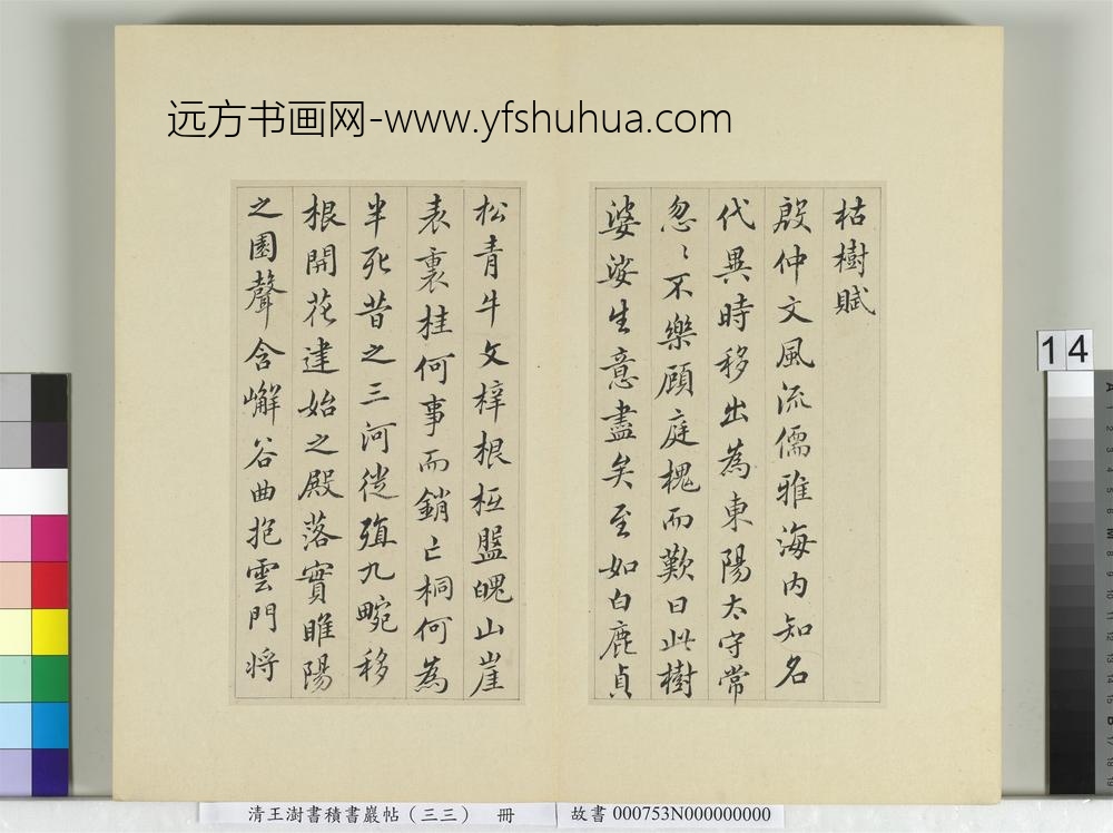 清王澍书积书岩帖（三十三）册临褚遂良枯树赋二种-