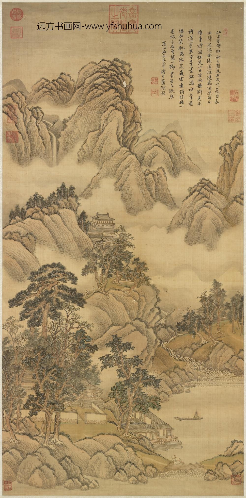 清王翚临许道宁山水轴