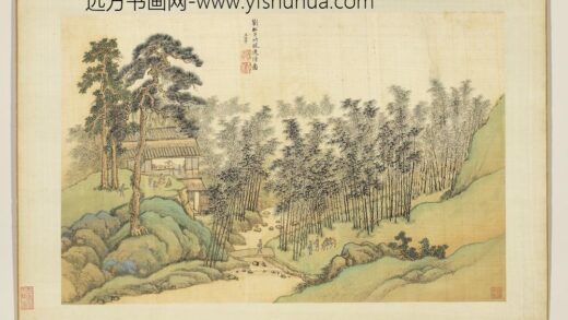 清王翚仿古山水册仿刘松年竹院逢僧图.jpg