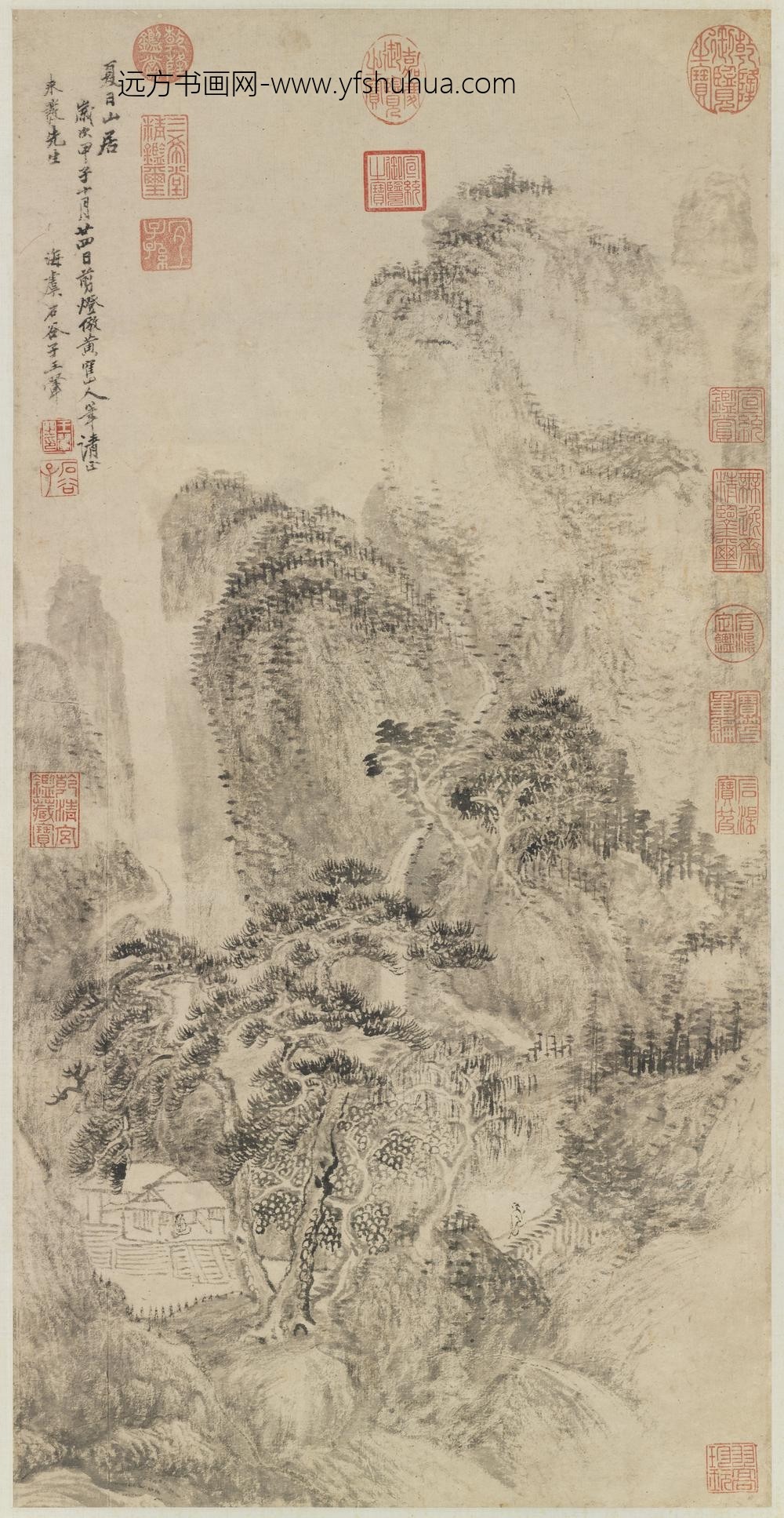 清王翚仿王蒙夏日山居图轴