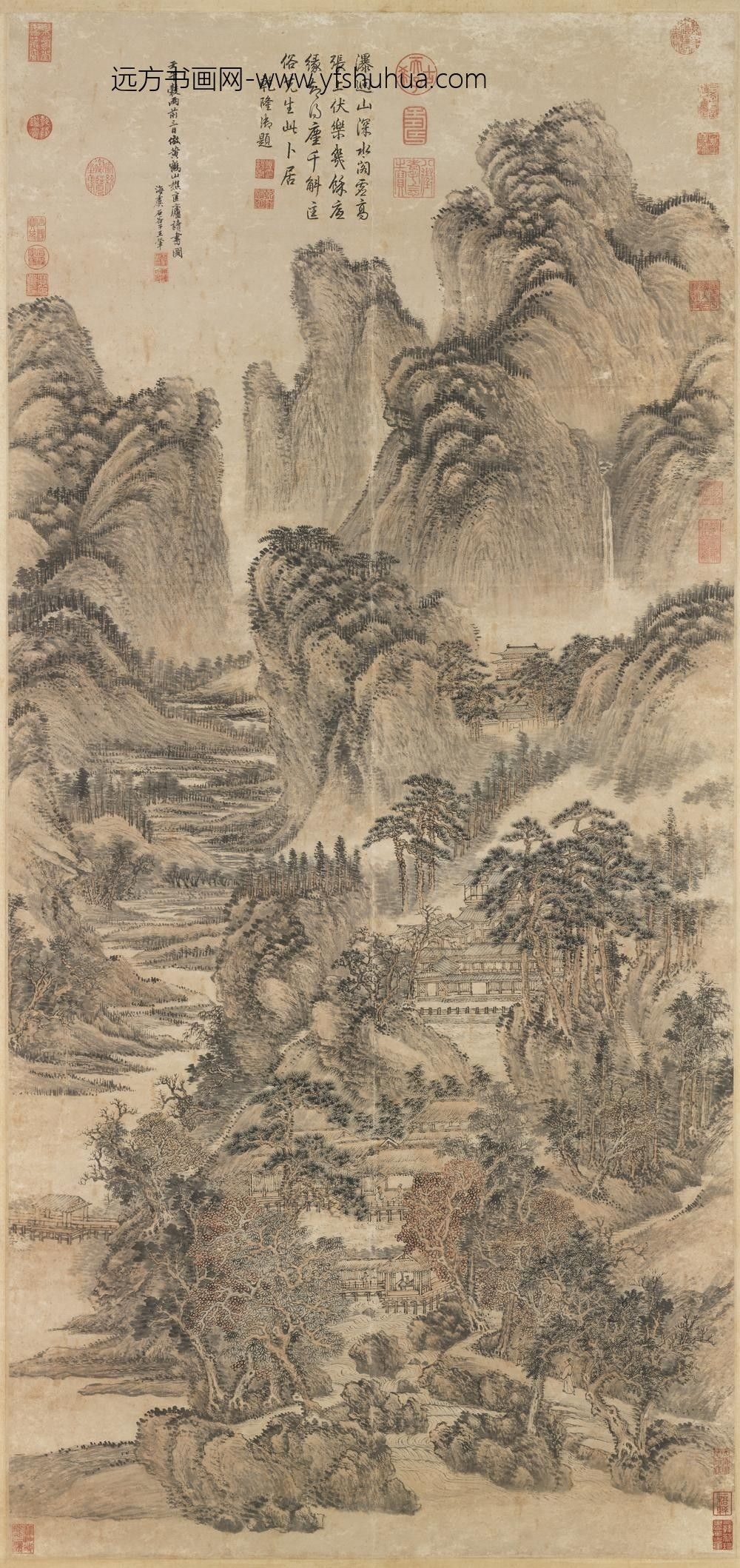 清王翚匡庐读书图轴