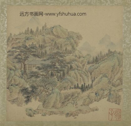 清王翚拟古山水画册山村对话.jpg