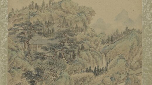 清王翚拟古山水画册山村对话.jpg