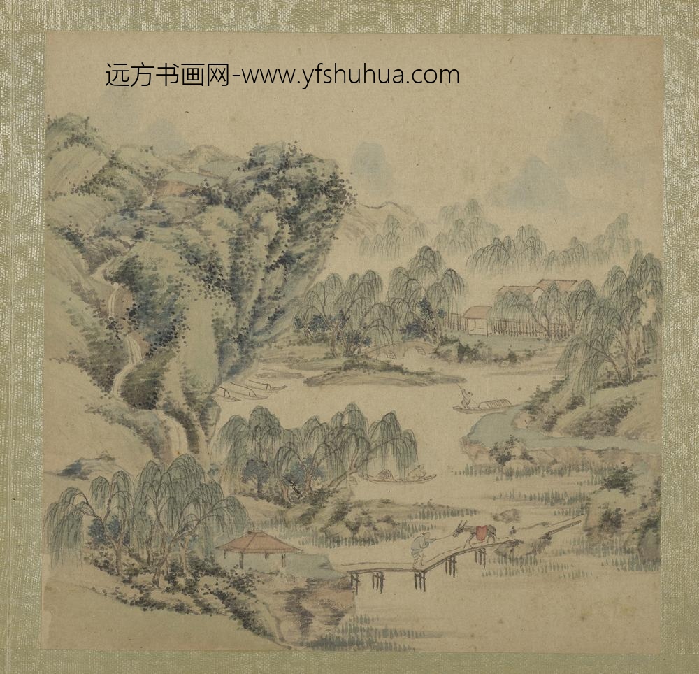 清王翚拟古山水画册引驴过桥